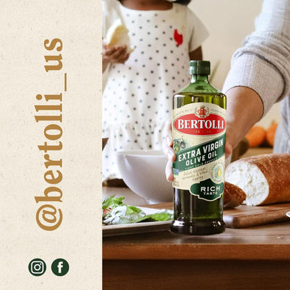 Bertolli Extra Virgin Olive Oil Rich Taste 32 fl oz – Patio Dining Essential for Al Fresco Entertaining