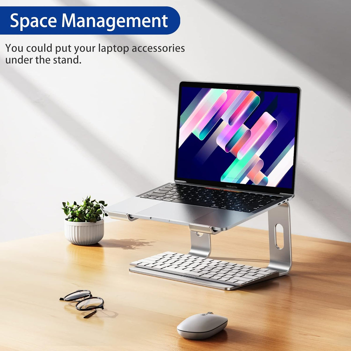 BESIGN LS03 Detachable Laptop Mount – Minimal Computer Riser for Capsule Workstations and Neutral Home Offices, 10-15.6"