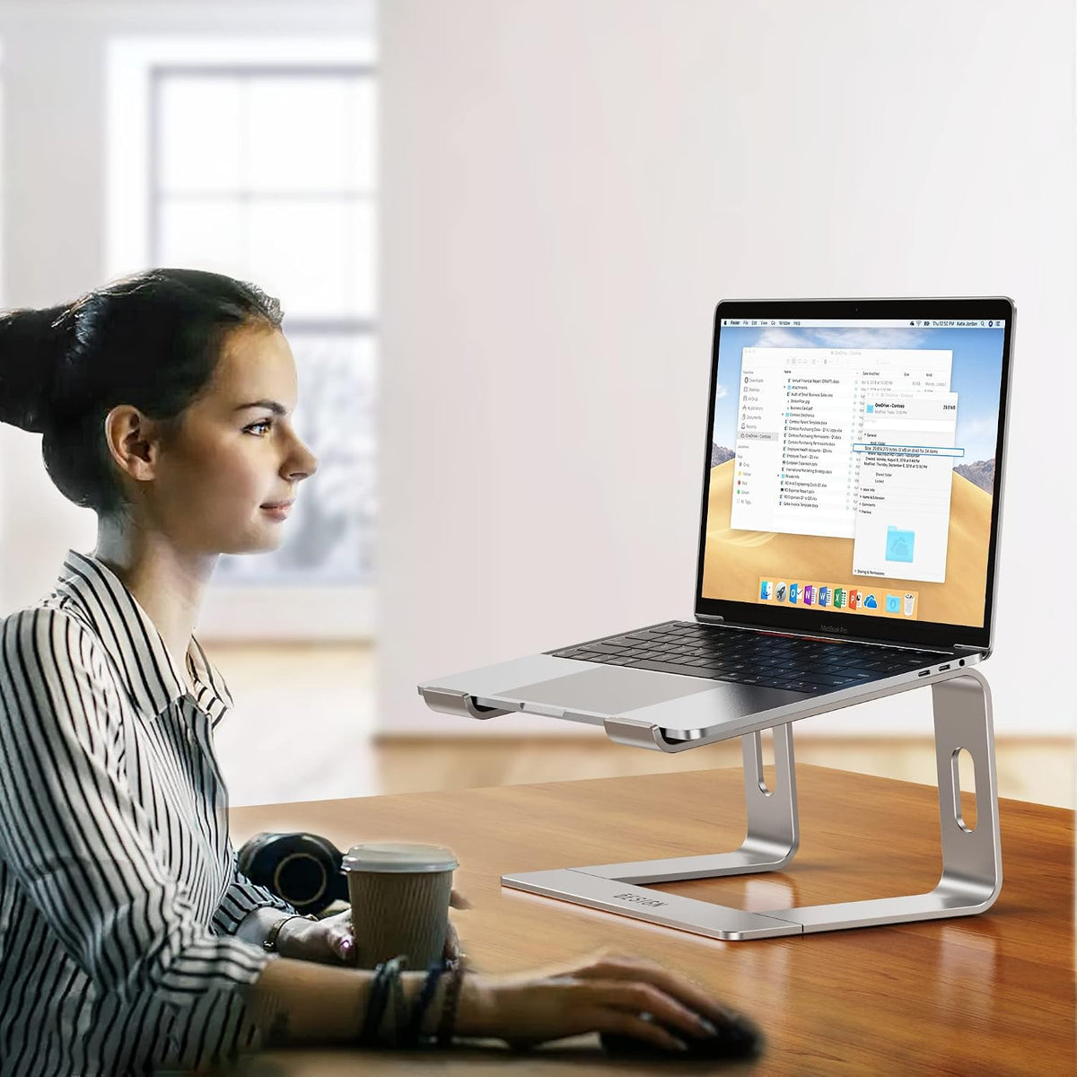 BESIGN LS03 Detachable Laptop Mount – Minimal Computer Riser for Capsule Workstations and Neutral Home Offices, 10-15.6"
