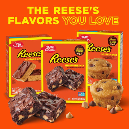Betty Crocker REESE'S Peanut Butter No-Bake Bars – Quick Office Potluck Dessert for Break Room, 15 Servings