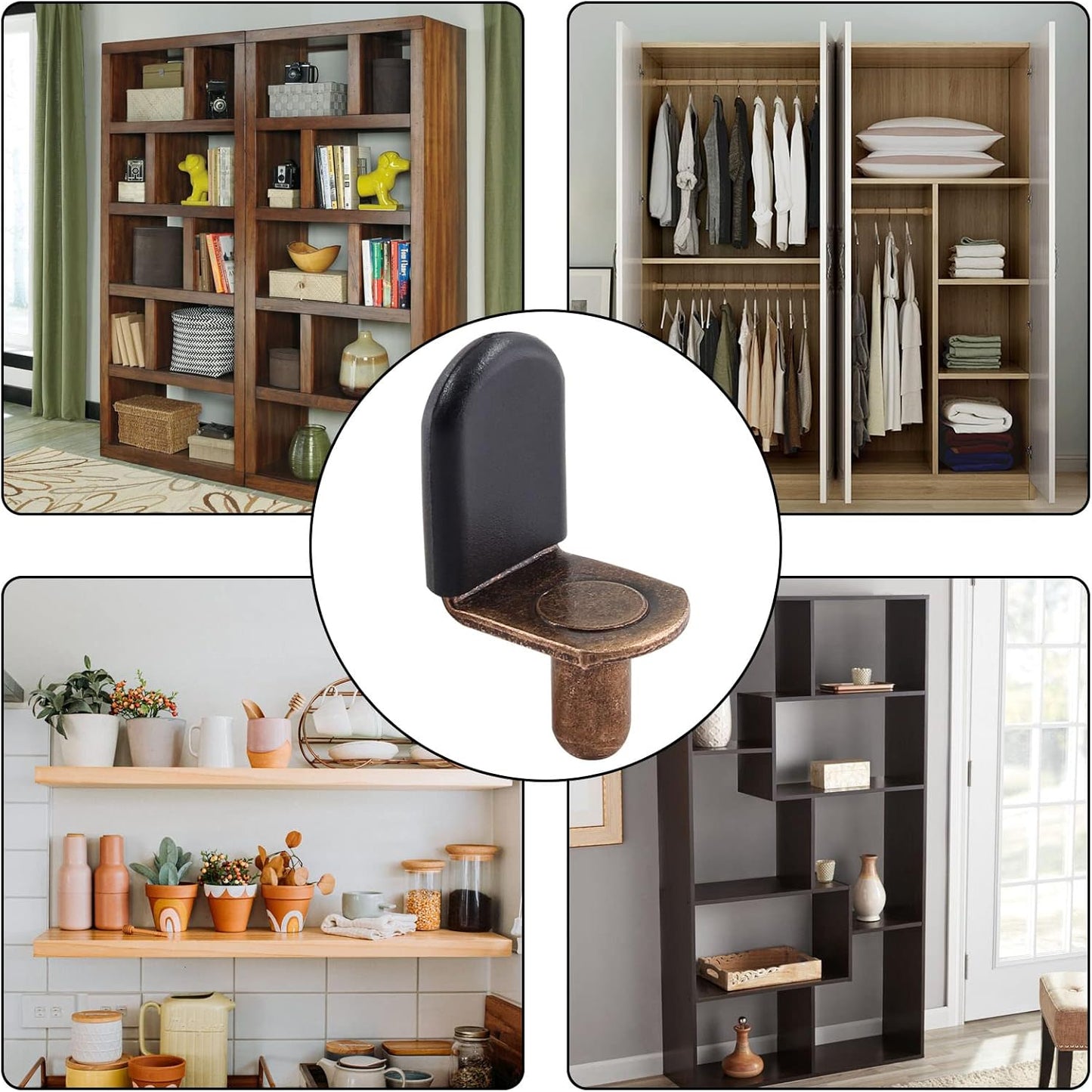 Biaungdo 30 Pcs L-Shaped Glass Shelf Pegs with Rubber Sleeve, Scratch-Free Support for Family-Friendly Cabinets
