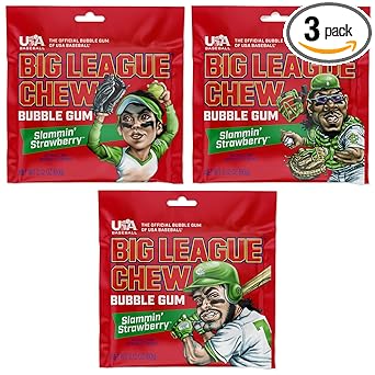 Big League Chew Cotton Candy Bubble Gum 3-Pack - Little League Dugout Snack and Youth Baseball Goody Bag Filler