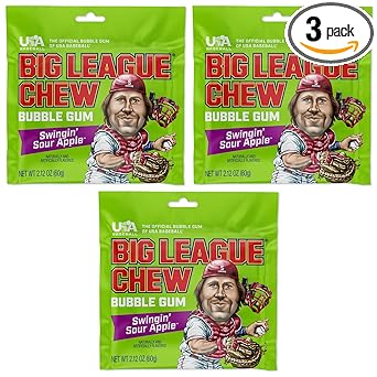 Big League Chew Cotton Candy Bubble Gum 3-Pack - Little League Dugout Snack and Youth Baseball Goody Bag Filler