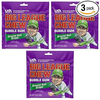 Big League Chew Cotton Candy Bubble Gum 3-Pack - Little League Dugout Snack and Youth Baseball Goody Bag Filler
