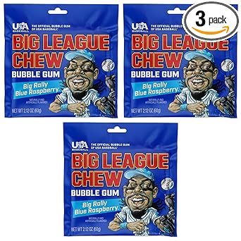 Big League Chew Cotton Candy Bubble Gum 3-Pack - Little League Dugout Snack and Youth Baseball Goody Bag Filler