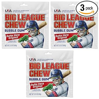Big League Chew Cotton Candy Bubble Gum 3-Pack - Little League Dugout Snack and Youth Baseball Goody Bag Filler