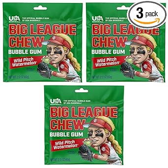 Big League Chew Cotton Candy Bubble Gum 3-Pack - Little League Dugout Snack and Youth Baseball Goody Bag Filler