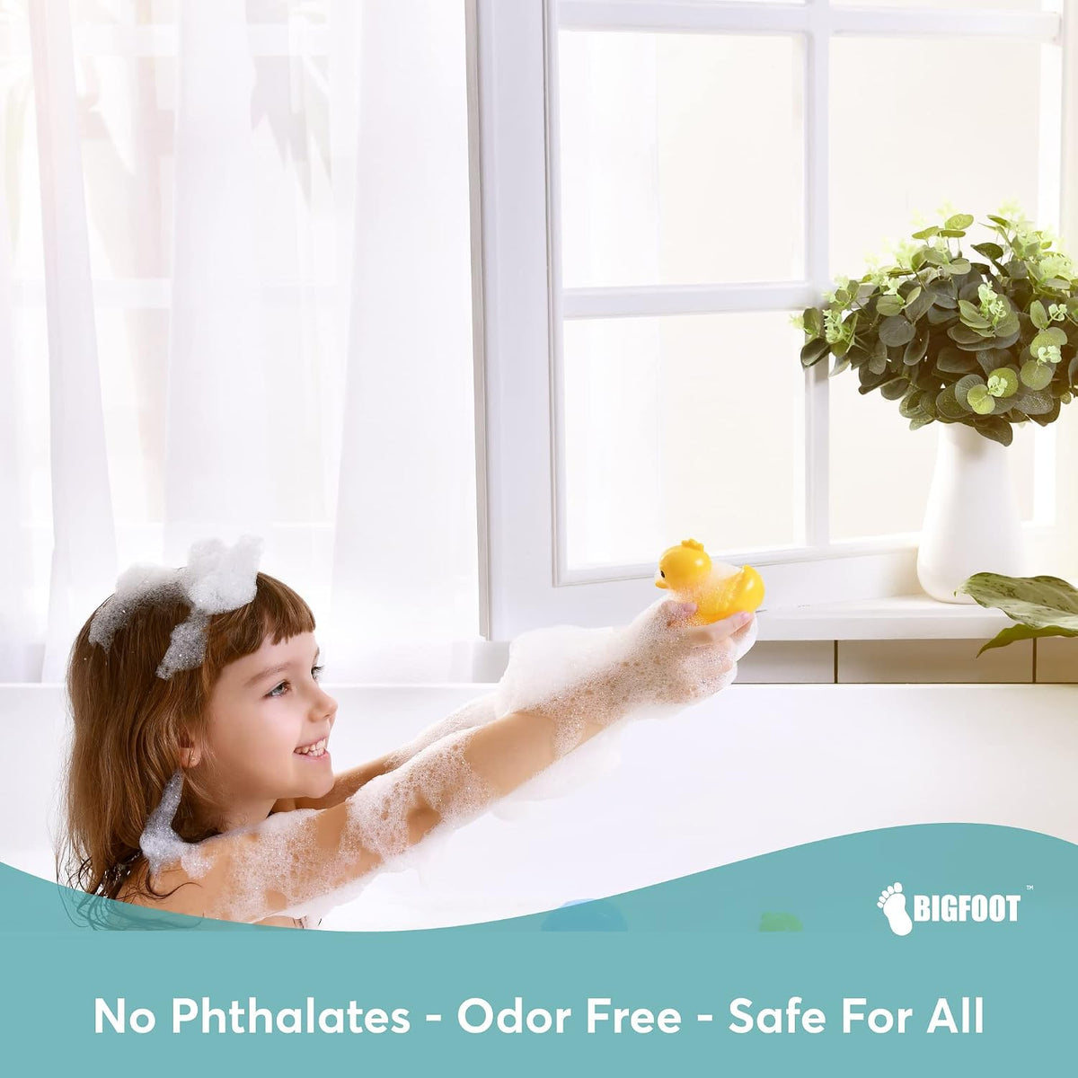 BigFoot Shower Liner – Stylish Bathroom Decor Accent, Clear PEVA Curtain with Magnets 72x72