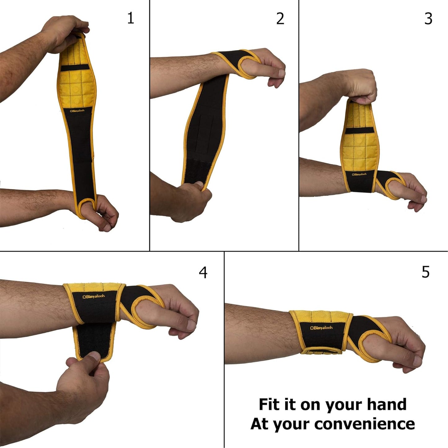 BINYATOOLS Magnetic Wristband – Safer Alternative to Holding Screws in Your Teeth or Pockets During Home Repair