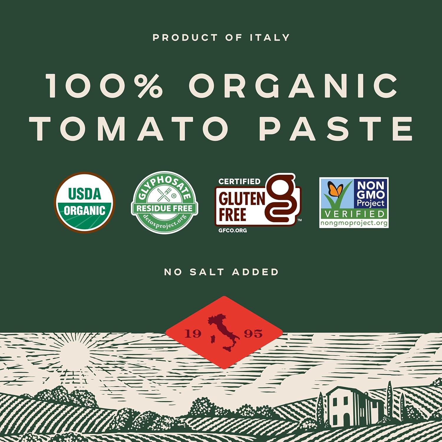 Bionaturae Organic Tomato Paste - Imported Italian Concentrate in Premium BPA Free Glass Jar for Gourmet Cooking, 7 Oz