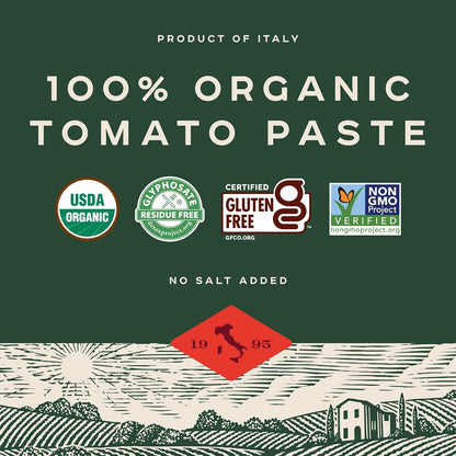 Bionaturae Organic Tomato Paste - Imported Italian Concentrate in Premium BPA Free Glass Jar for Gourmet Cooking, 7 Oz