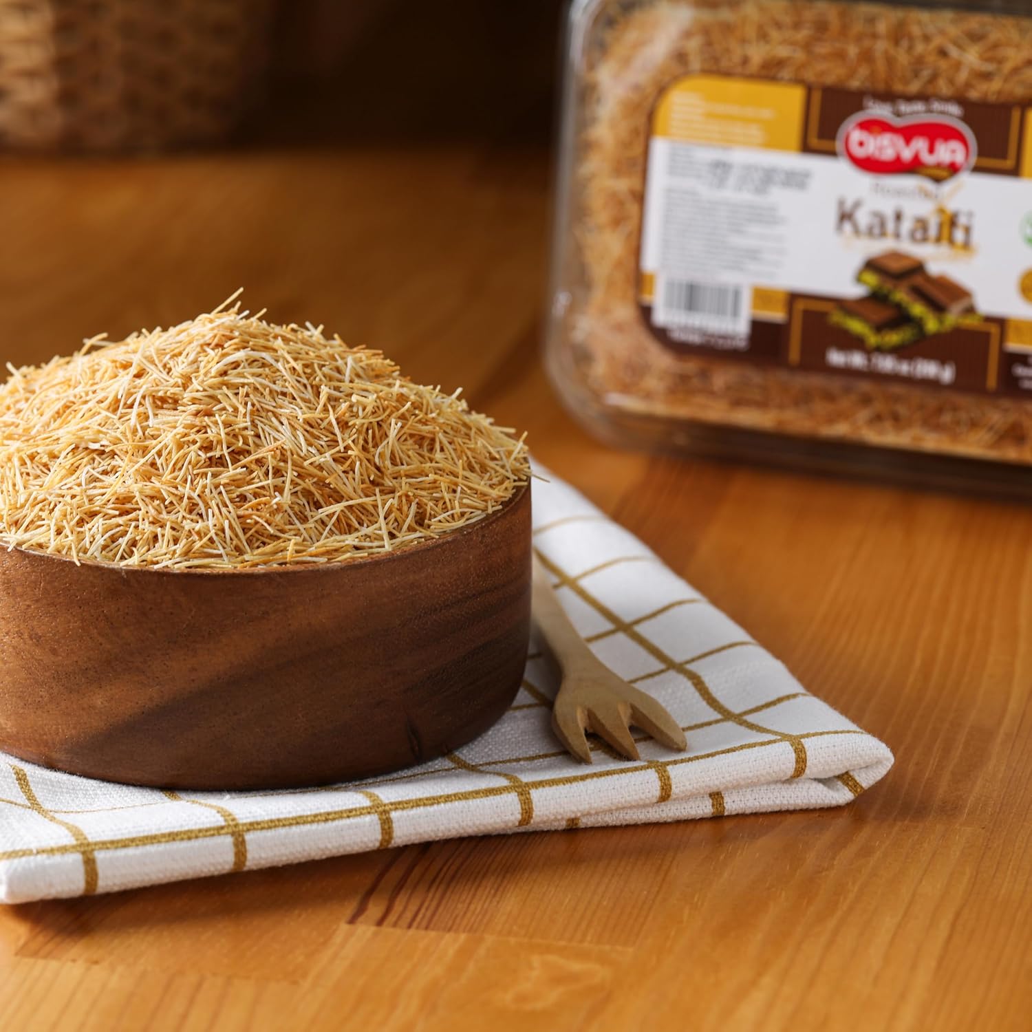 BISVUA Turkish Kataifi 200g – 100% Natural Wheat Dough with No Preservatives for Mindful Home Baking
