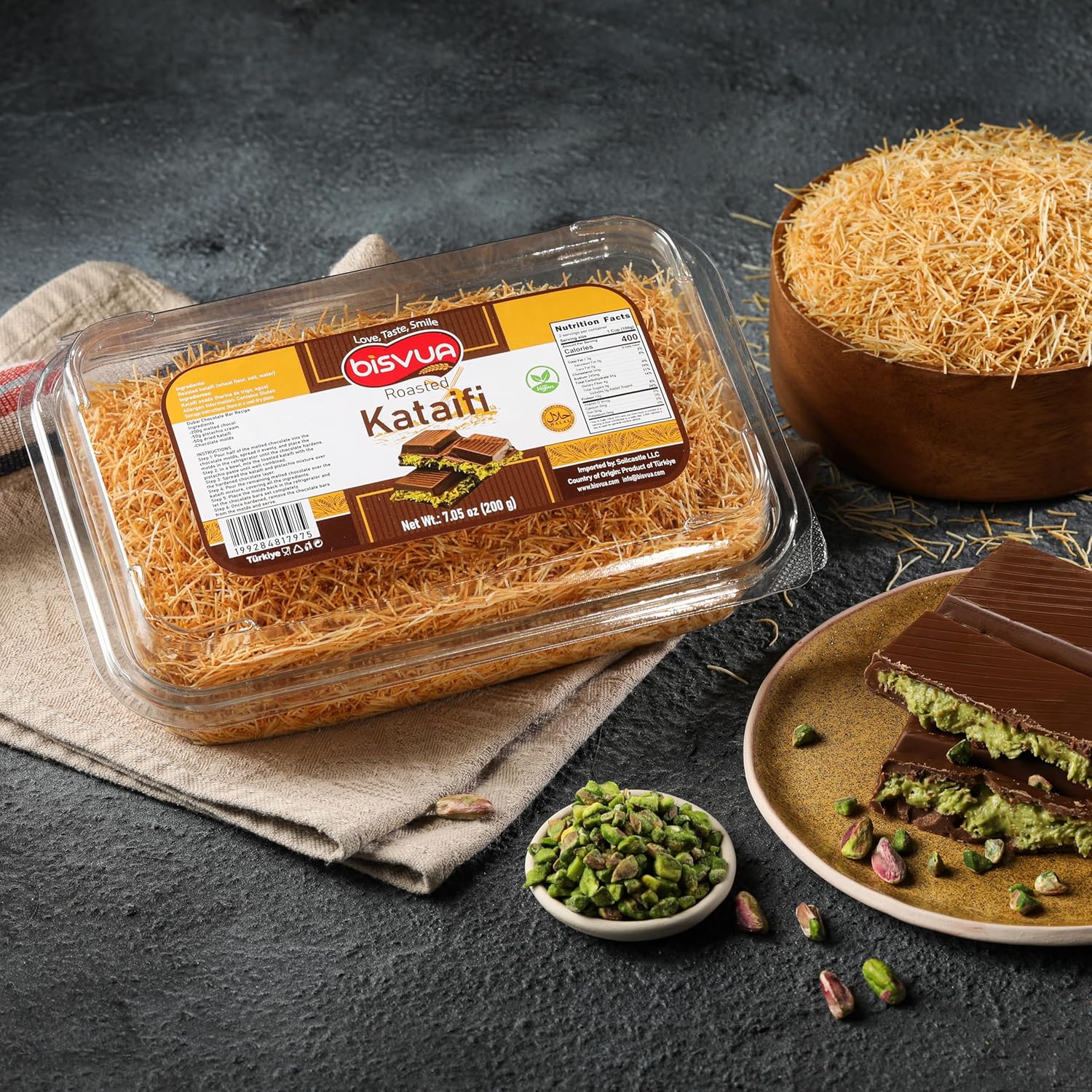 BISVUA Turkish Kataifi 200g – 100% Natural Wheat Dough with No Preservatives for Mindful Home Baking