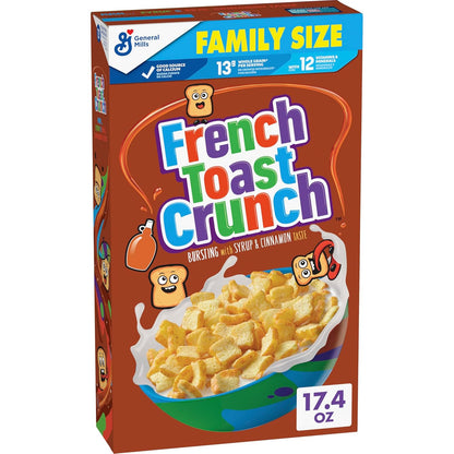 bite-size french toast-flavored cereal pieces with real cinnamon