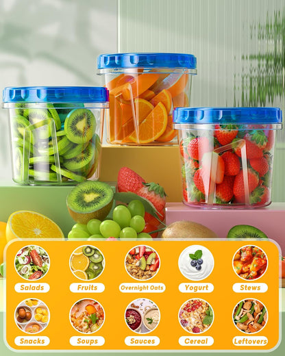 BiuLeon Dishwasher Safe Food Containers with Twist Lids, 12 Pack 24 oz BPA Free Jars for Mindful Meal Prep and Family Wellness