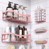 EUDELE Adhesive Shower Caddy — Minimalist Bathroom Storage Set, Clean Lines, No-Drill Stainless Steel
