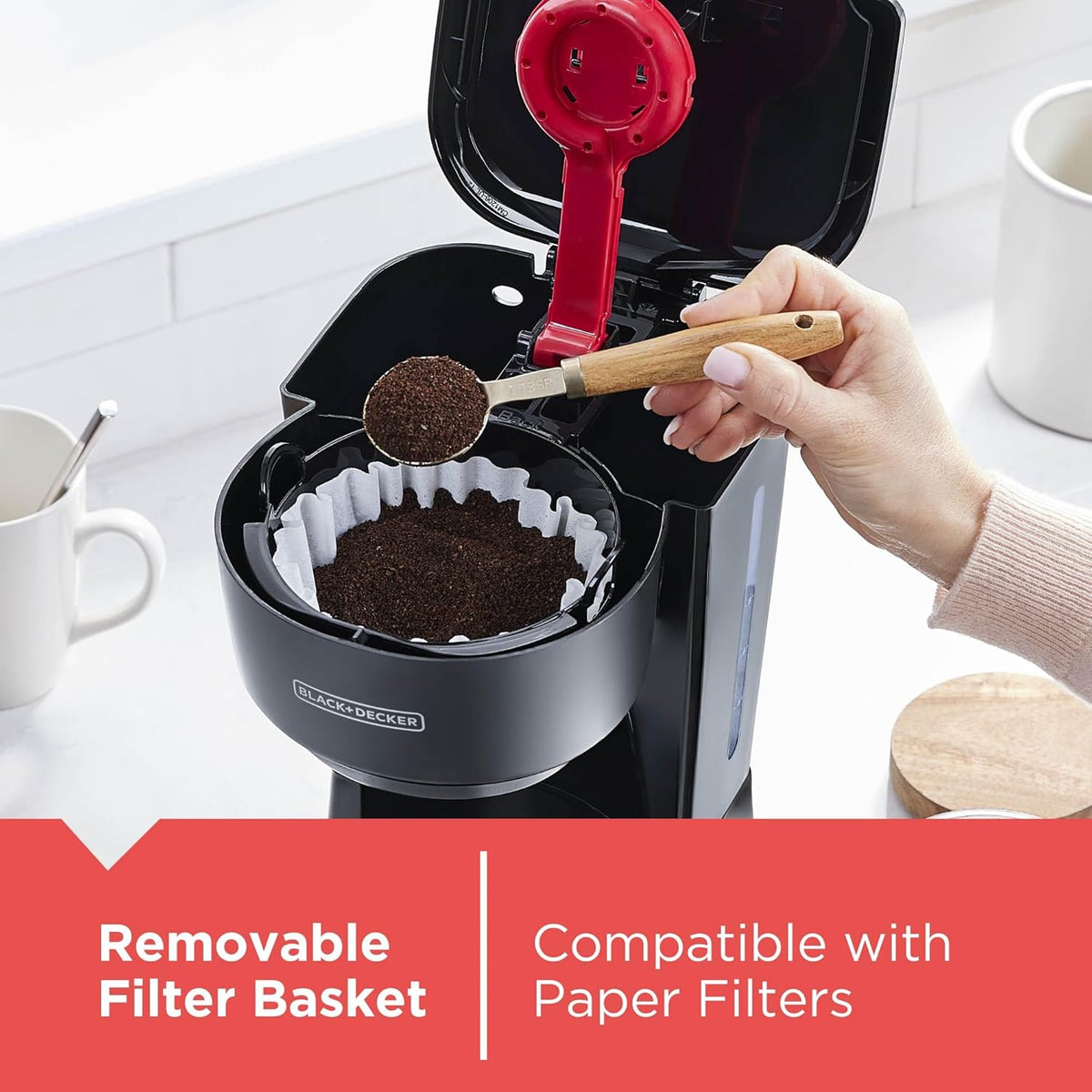 BLACK+DECKER One-Button Coffee Maker, Effortless Pour-Over Replacement for Minimalist Home Offices and Shared Pantries