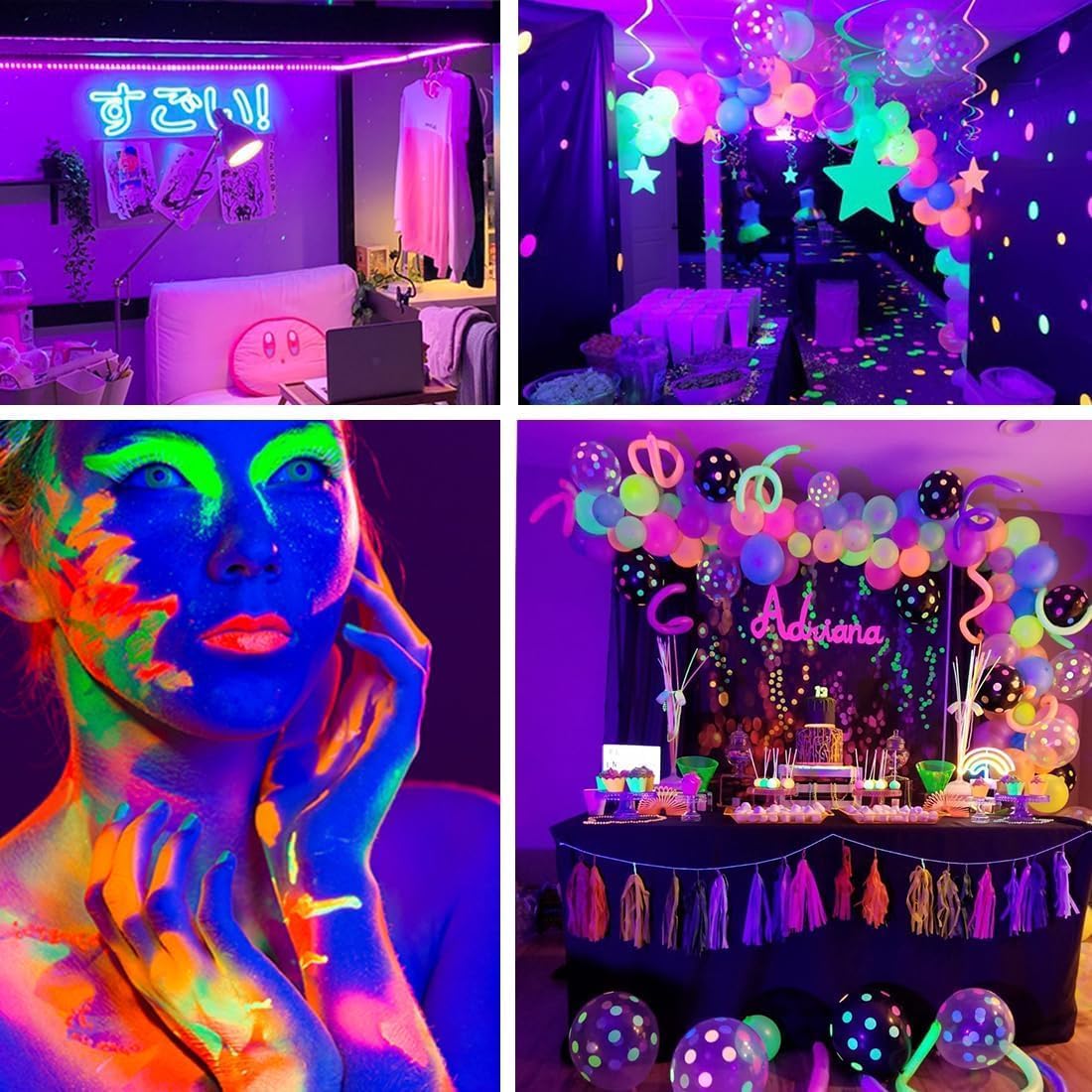 Black Light Strips for Bedroom Decor – Ambient UV Glow Lighting for Tapestries, Posters and Wall Art