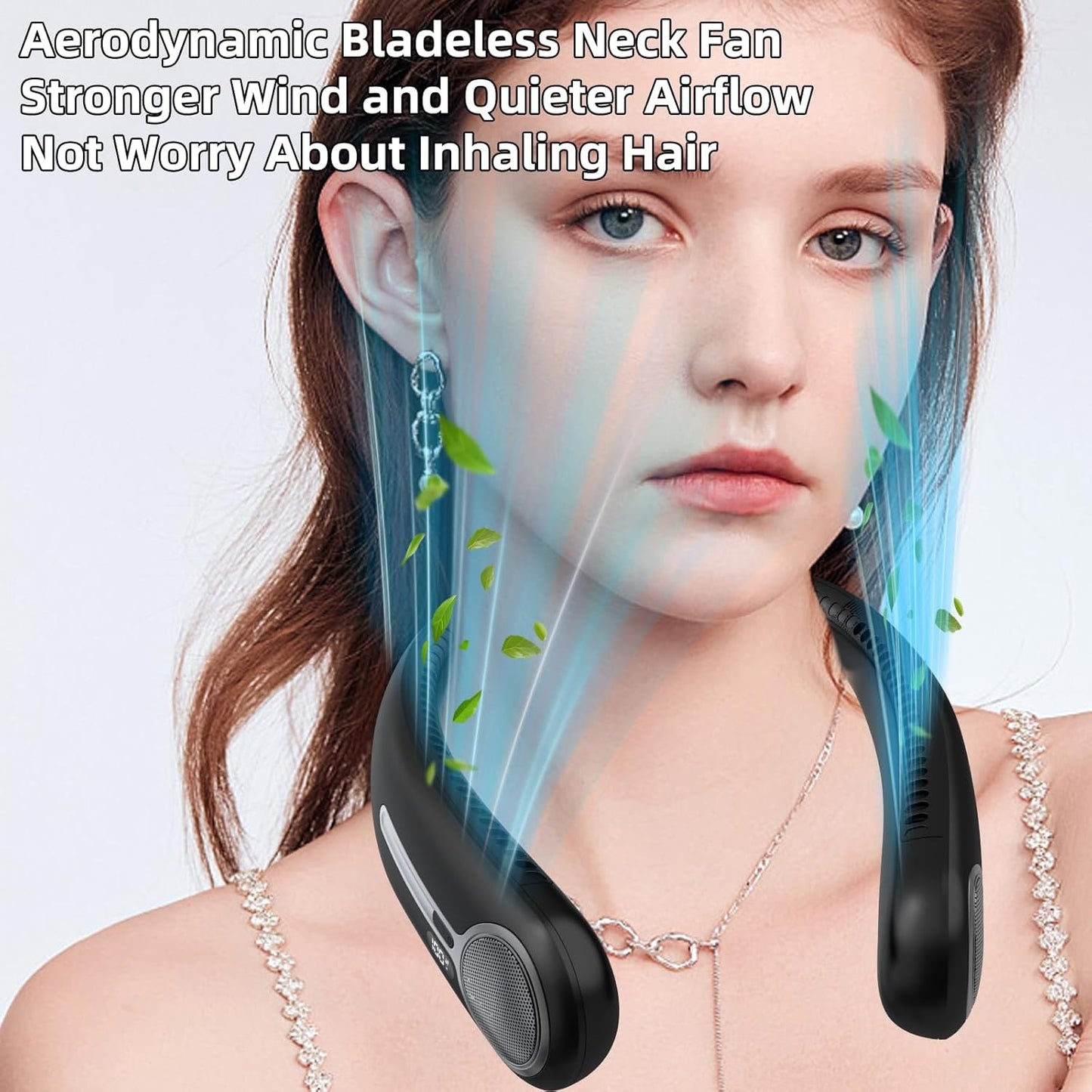 Bladeless Neck Fan – Safe Personal Cooling for Kids and Pets, 360° Wearable Fan with No Exposed Blades