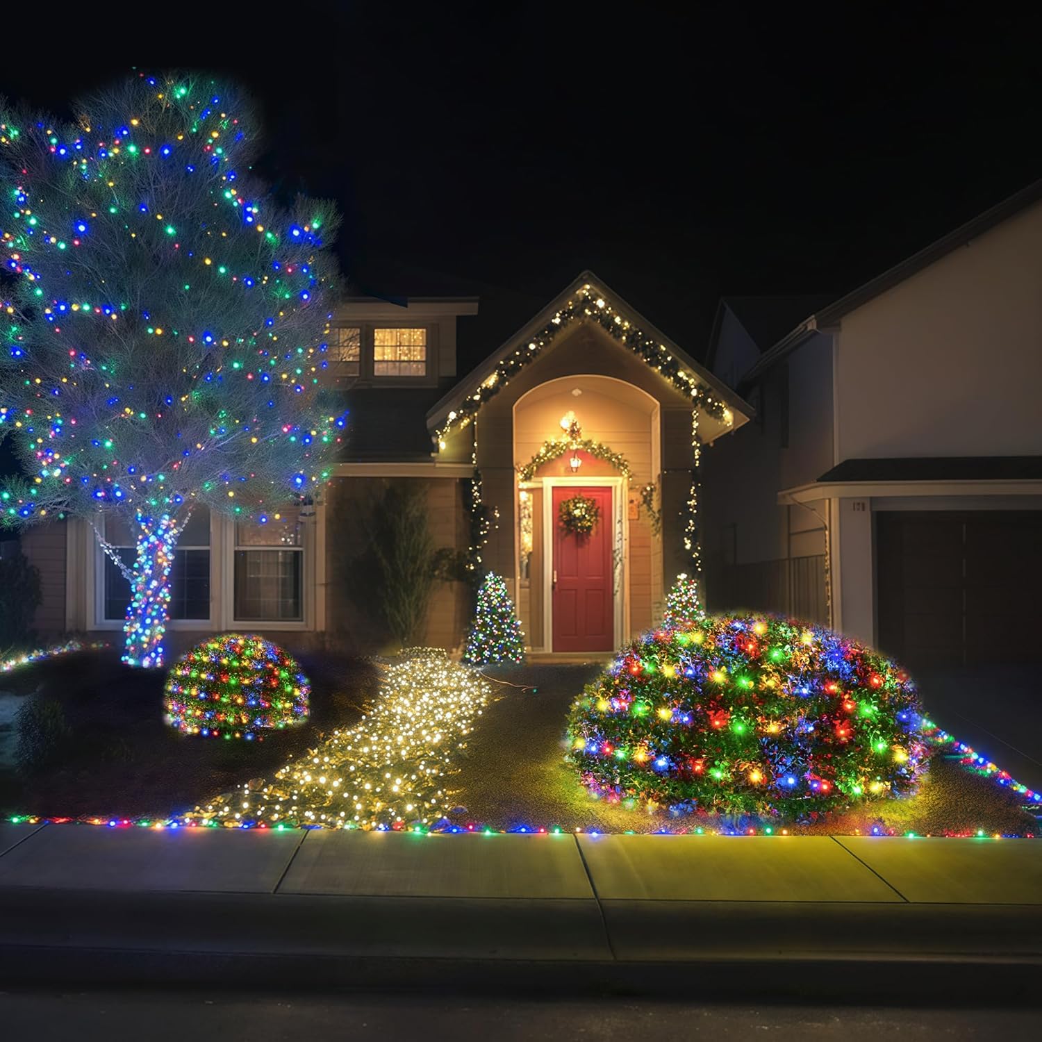 BlcTec Christmas Net Lights 200 LED – Cozy Living Room Accent with 8 Lighting Modes and Memory Timer for Year-Round Decor