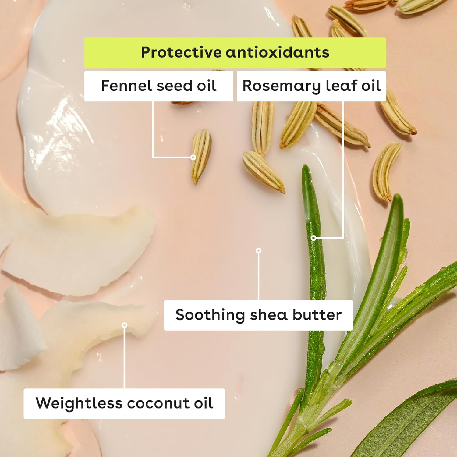 blend of coconut oil, jojoba oil, and protective antioxidants