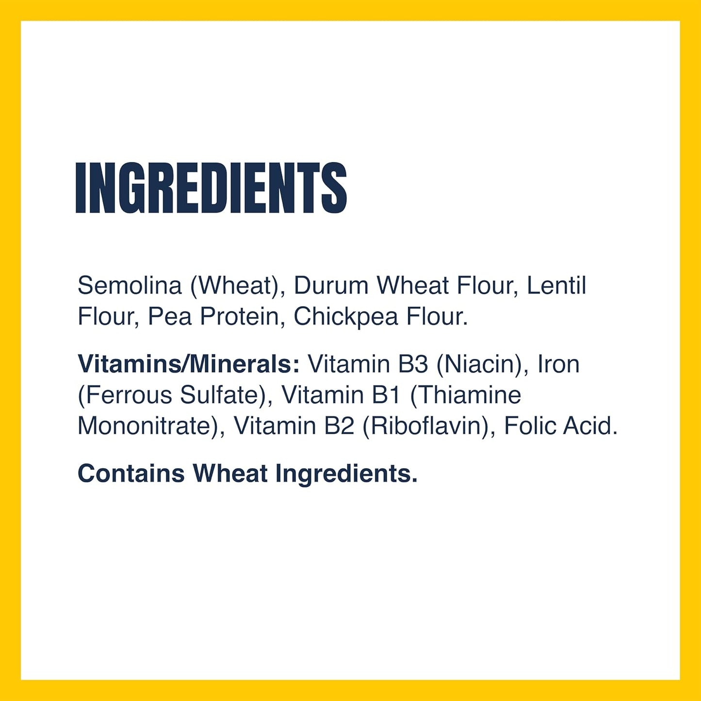 blend of semolina and durum wheat with legume flours for a familiar pasta texture and taste