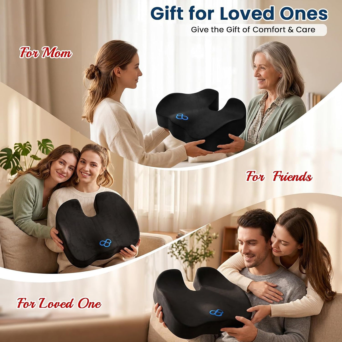 BlissTrends Memory Foam Cushion – Birthday Gift for Her and Him, Ergonomic Coccyx Pillow for Back Pain Relief