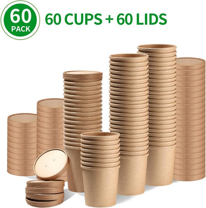 bloomoon Kraft Pint Containers with Lids – Eco-Friendly Cups for Clean Eating and Freezer Meal Plans