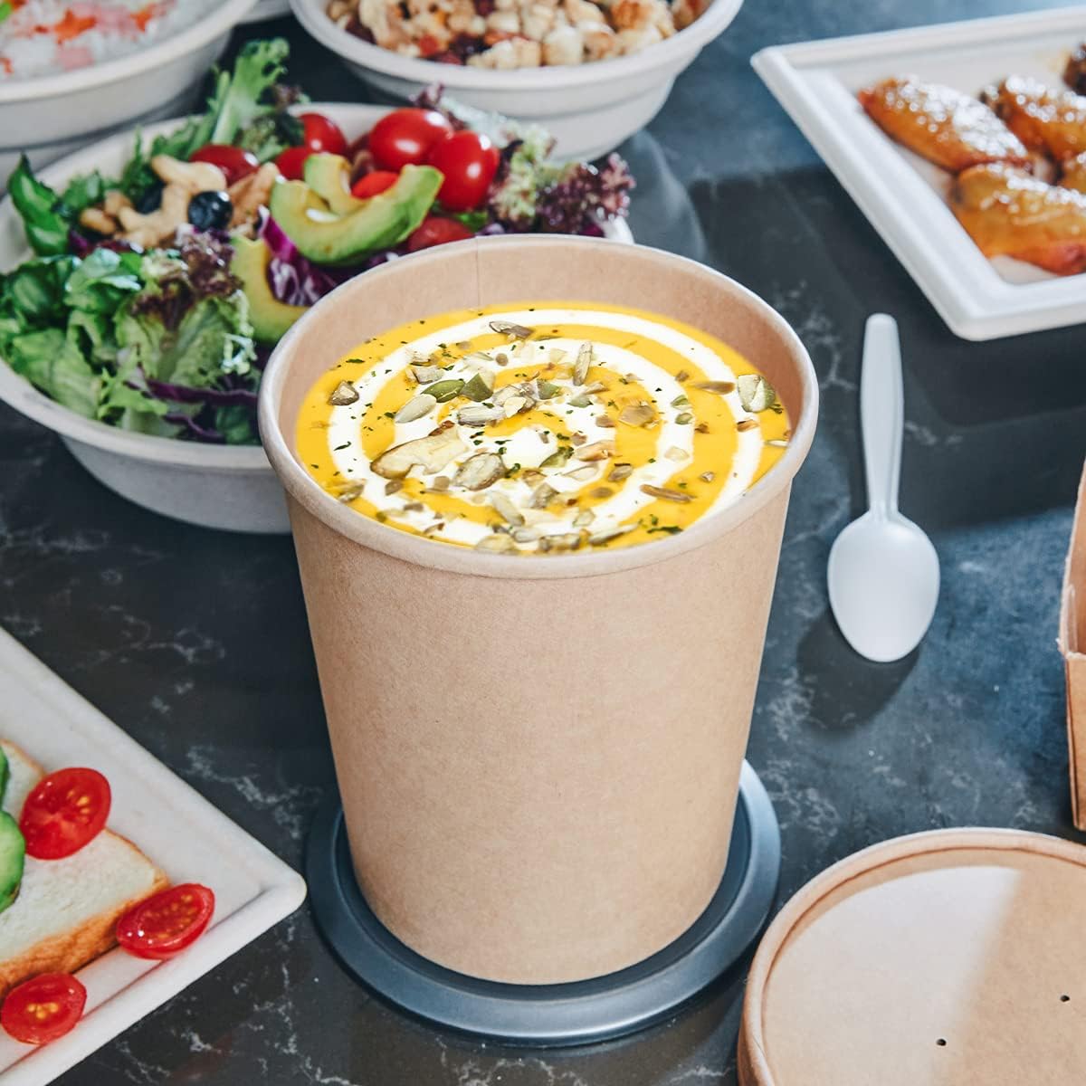 bloomoon Kraft Pint Containers with Lids – Eco-Friendly Cups for Clean Eating and Freezer Meal Plans