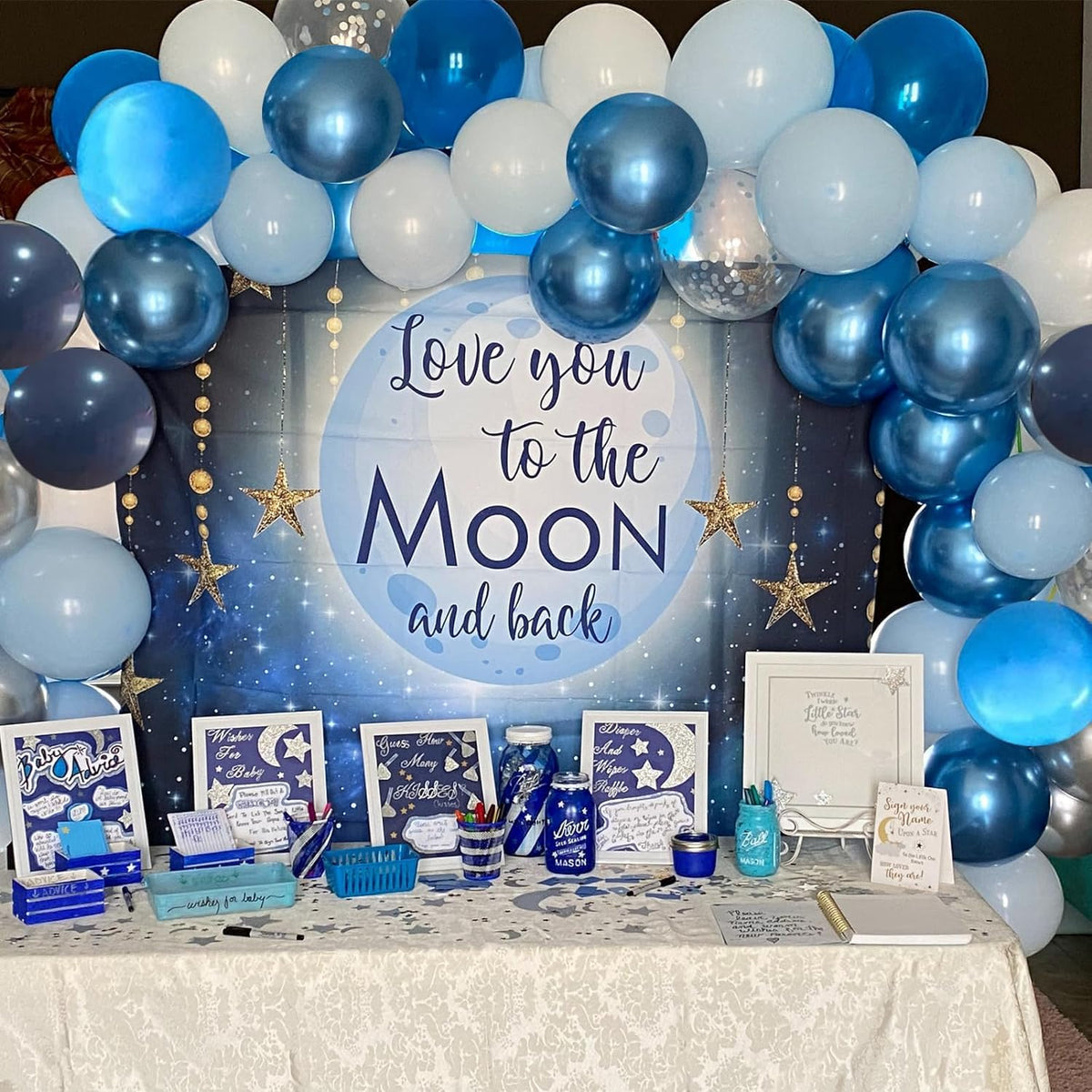 Blue Balloons Metallic 60-Piece Set – Ready-to-Gift Party Decoration Kit for Birthday and Housewarming