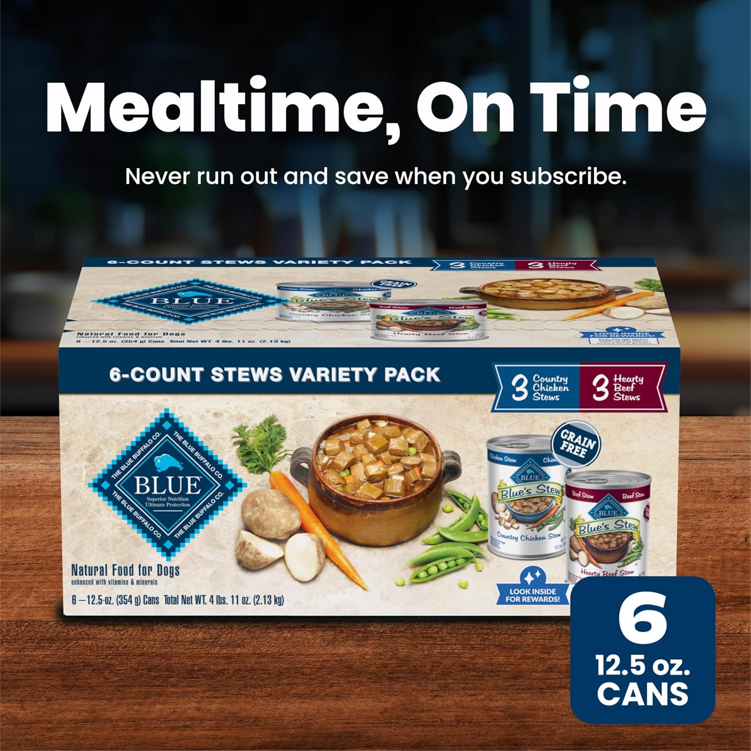 Blue Buffalo Blue's Stew Wet Dog Food, Premium Birthday Gift Box for Dog Lovers and New Puppy Parents