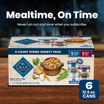 Blue Buffalo Blue's Stew Wet Dog Food, Premium Birthday Gift Box for Dog Lovers and New Puppy Parents