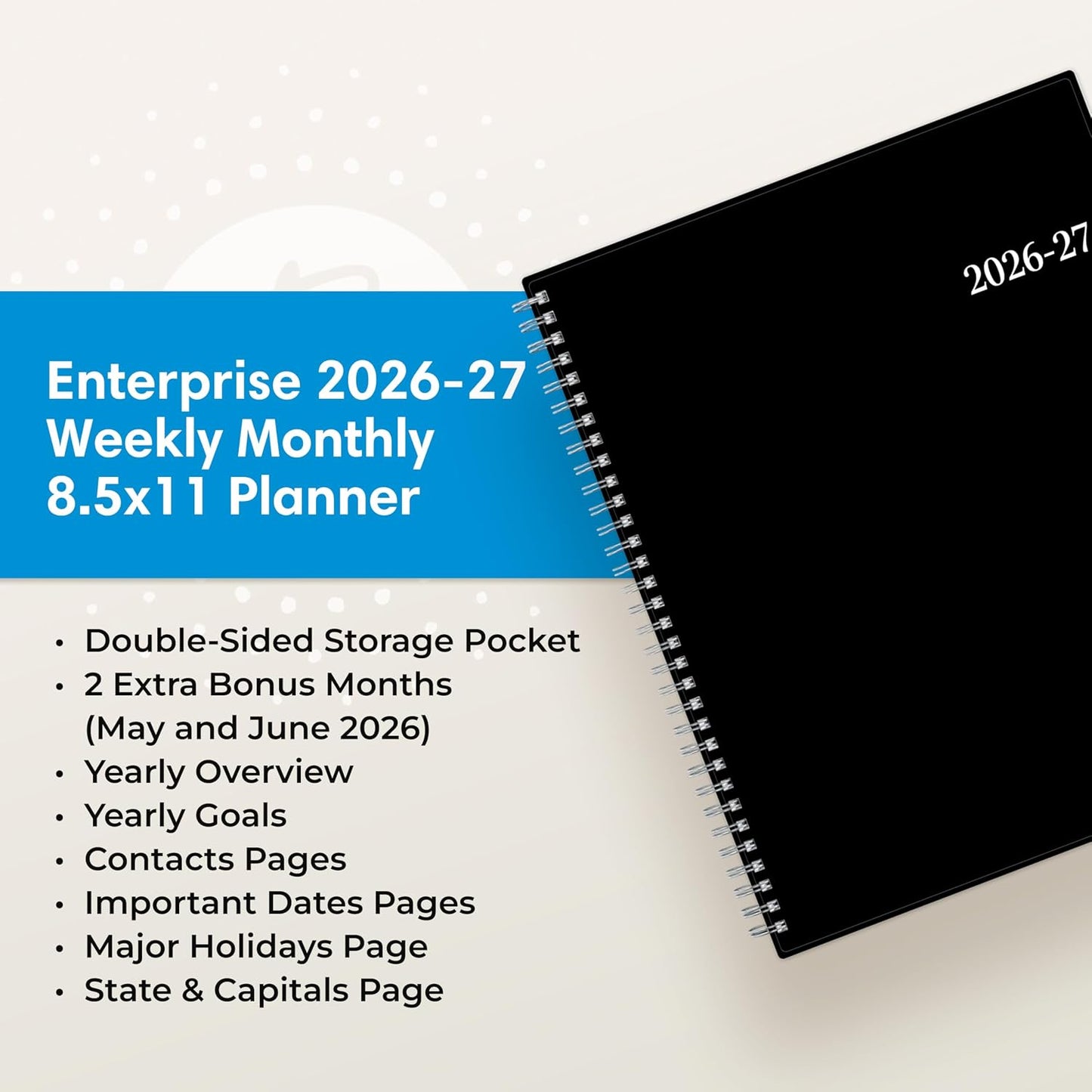 Blue Sky 2026-2027 Weekly & Monthly Planner with Neutral Cover and Understated Layout for Intentional Planning