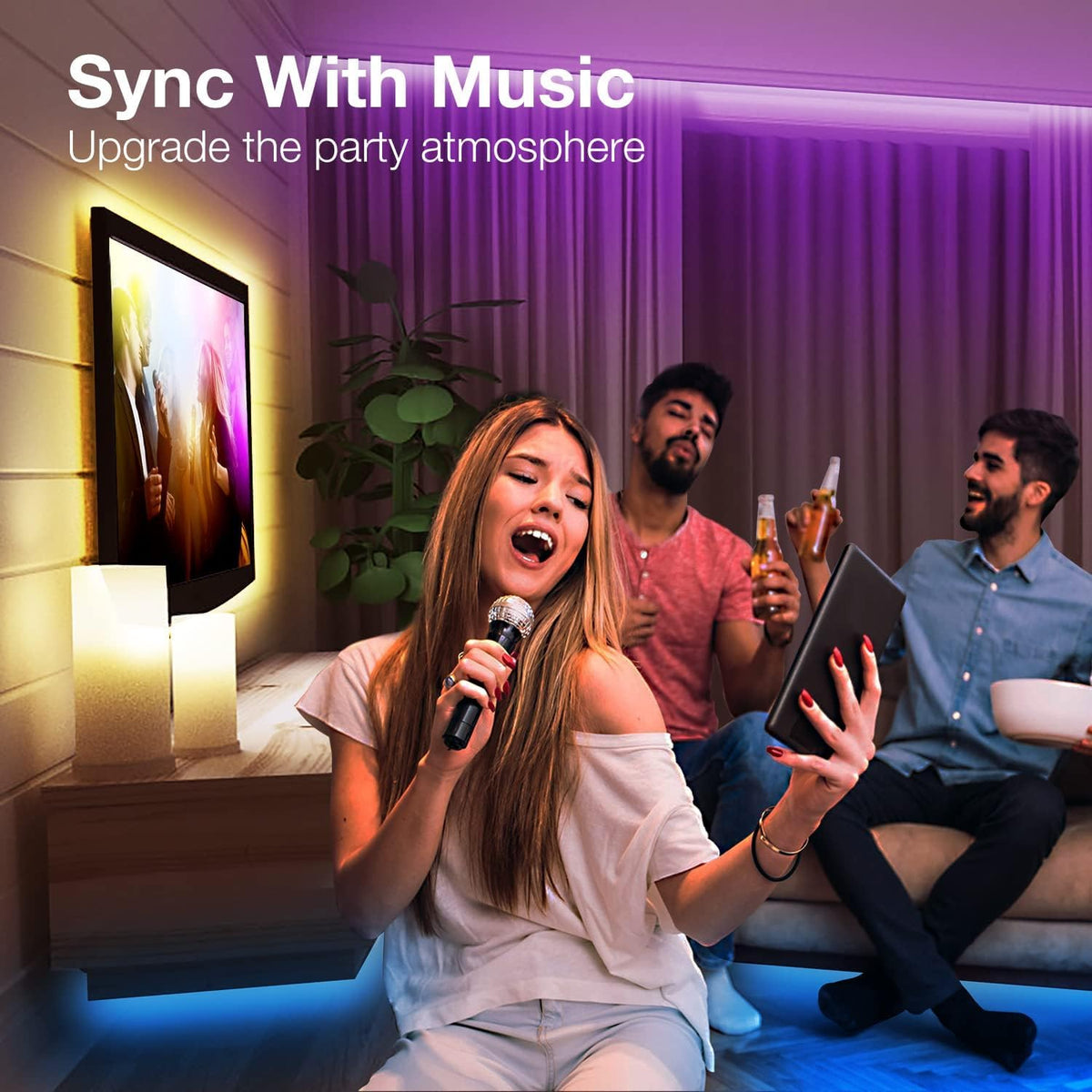 bluetooth app control (daybetter app) for color, mode, brightness, and music sync