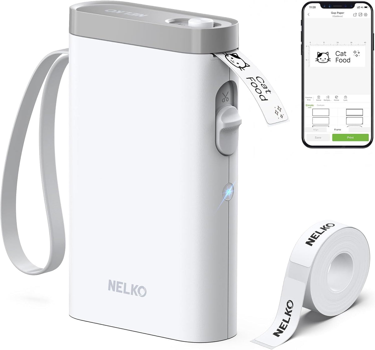 bluetooth connectivity to ios and android via the nelko app (with 750+ templates, 3600+ icons, 700+ borders, 29 languages)