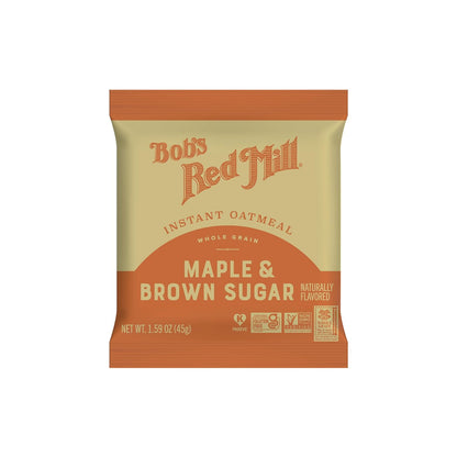 Bob's Red Mill Gluten Free Maple Brown Sugar Instant Oatmeal – Clean-Eating Breakfast for Home Wellness Routines, 6 Single-Serve Packets