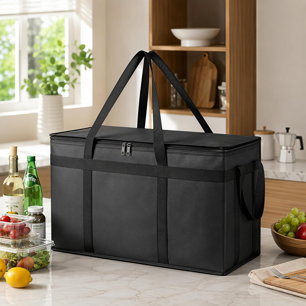 Bodaon Insulated Food Delivery Bag – XXXL Neutral-Tone Carrier for Clutter-Free Kitchens and Garages