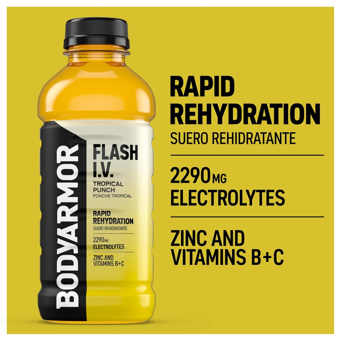 BODYARMOR Flash I.V. Electrolyte Beverage – Hydration for Construction Sites and Landscaping Jobs, Coconut Water Recovery Drink 20 Fl Oz 12-Pack