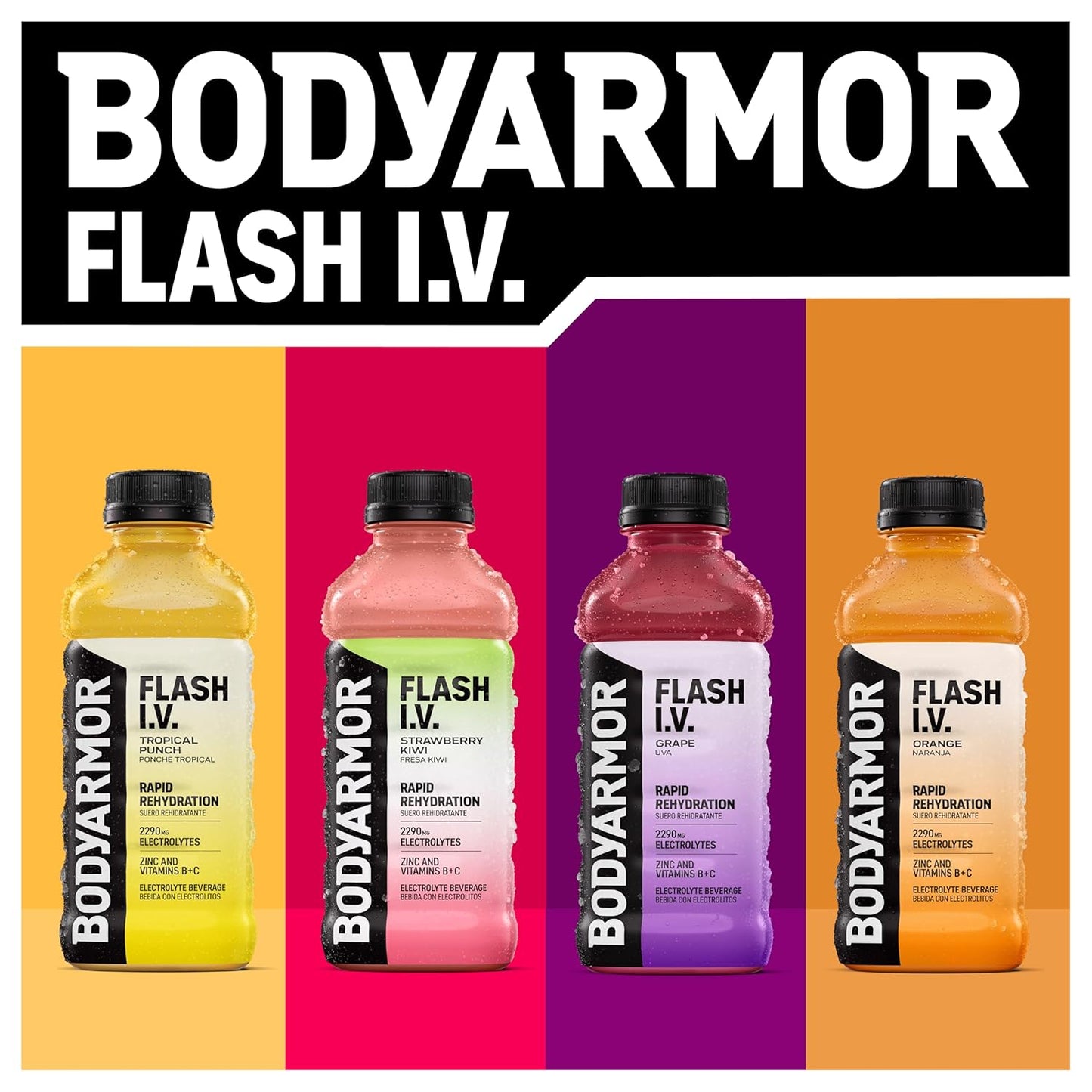 BODYARMOR Flash I.V. Electrolyte Beverage – Hydration for Construction Sites and Landscaping Jobs, Coconut Water Recovery Drink 20 Fl Oz 12-Pack