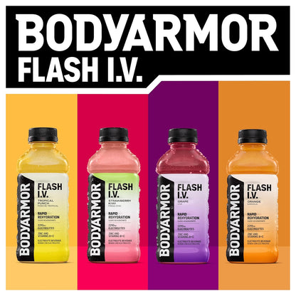 BODYARMOR Flash I.V. Electrolyte Beverage – Hydration for Construction Sites and Landscaping Jobs, Coconut Water Recovery Drink 20 Fl Oz 12-Pack