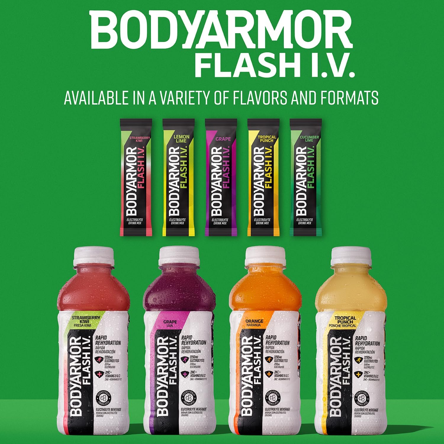 BODYARMOR Flash IV Electrolyte Packets – Trail-Ready Hydration for Hiking and Camping, Pocket-Size Electrolyte Powder