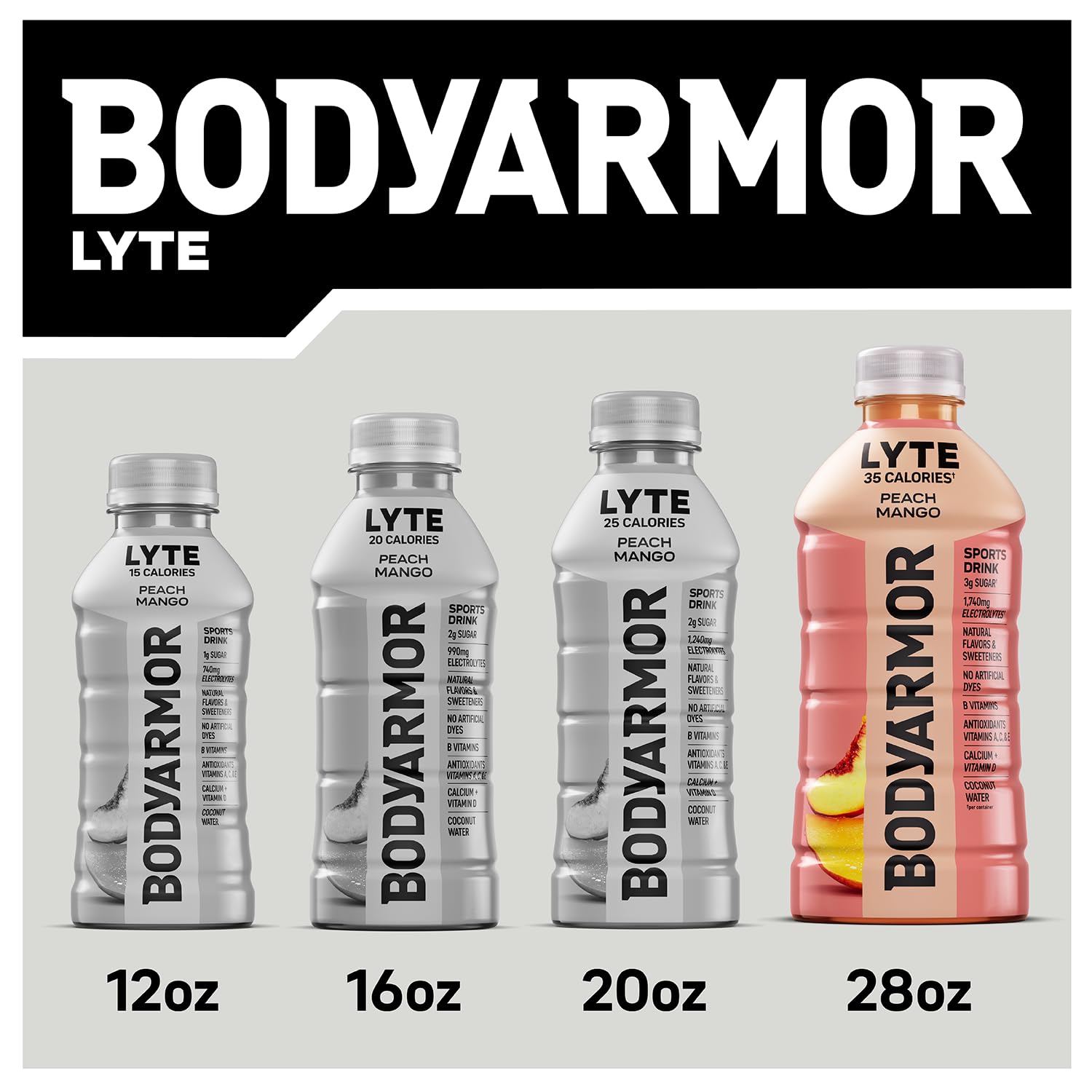 BODYARMOR LYTE Desk Friendly Electrolyte Drink for Home Office and Remote Workdays, 28 Fl Oz Bottles (15 Pack)