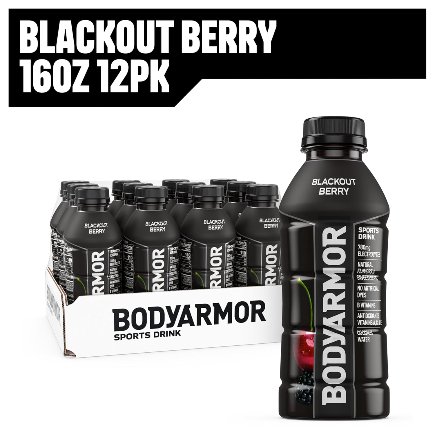 BODYARMOR Sports Drink Blackout Berry – Post-Workout Recovery Hydration for Mindful Fitness Routines