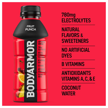 BODYARMOR Sports Drink Fruit Punch – Natural Electrolyte Hydration for Post-Workout Recovery and Daily Wellness Routines