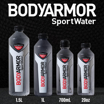 BODYARMOR SportWater Alkaline Water for Youth Sports Teams, pH 9+ Electrolyte Hydration for Practices, 1.5 Liter Pack of 12