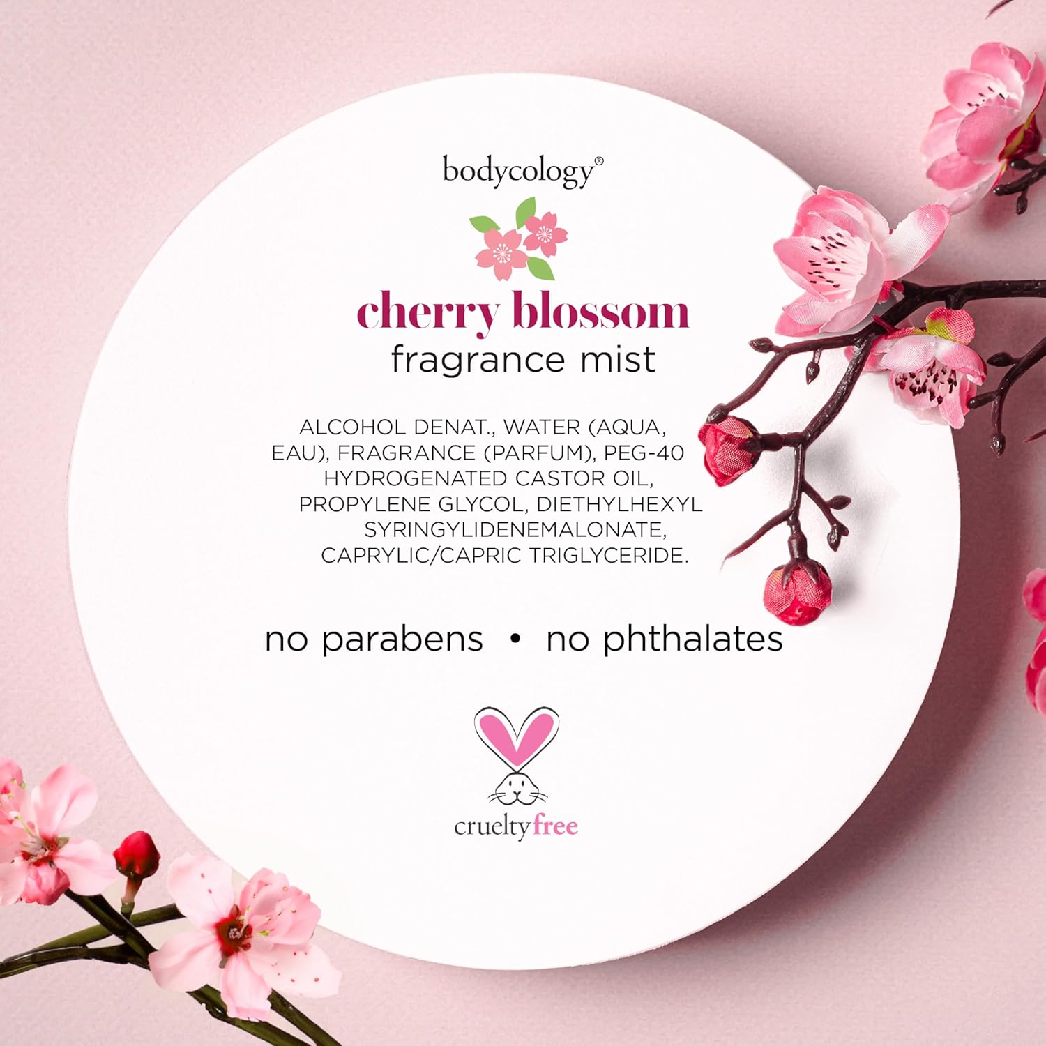 Bodycology Cherry Blossom Long-Lasting Body Mist, 8 fl oz Scent Therapy Spray for Yoga Room and Meditation Space Atmosphere