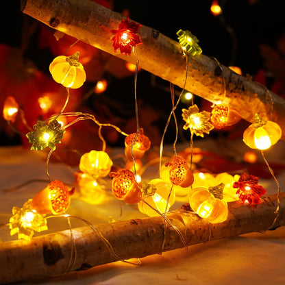 BOHON Fall Garland String Lights – Thoughtful Housewarming Gift for Her, Warm White Autumn Decor with Pumpkin & Maple