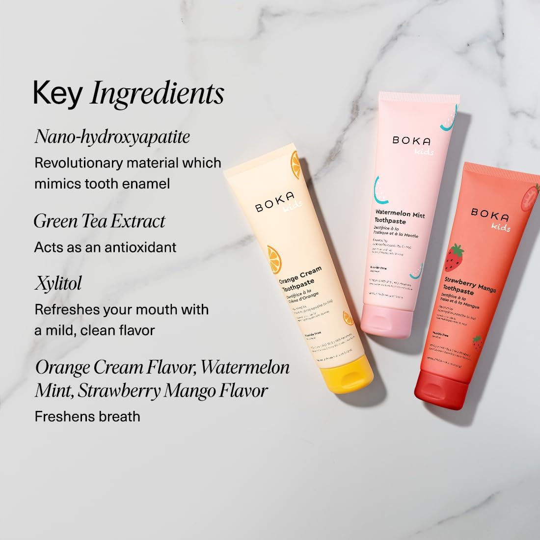 Boka Fluoride-Free Toothpaste for Children – Playroom-Approved Enamel Care, 3-Flavor Variety Pack