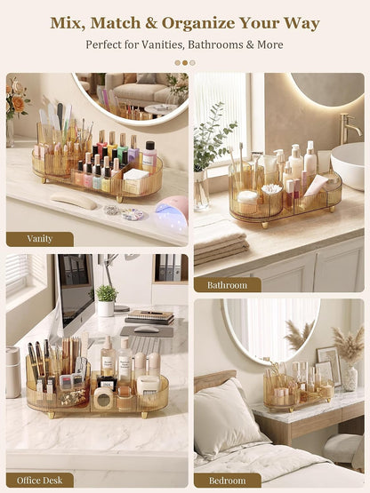 Booklov Rotating Makeup Organizer – Statement Vanity Tray in Onyx, Living Room and Bedroom Decor Centerpiece