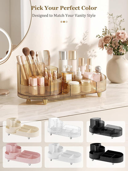 Booklov Rotating Makeup Organizer – Statement Vanity Tray in Onyx, Living Room and Bedroom Decor Centerpiece